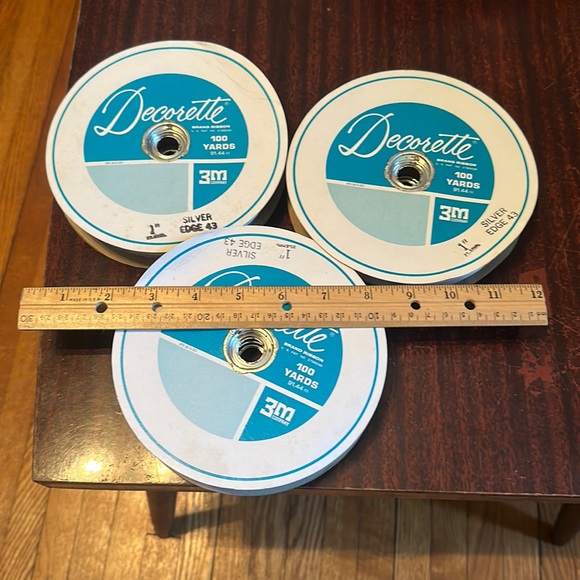 3 rolls vintage Decorette white with silver fancy ribbon New - Picture 3 of 11